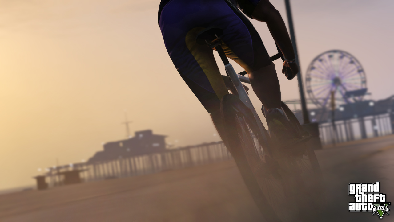 Bicycle ride past Pleasure Pier