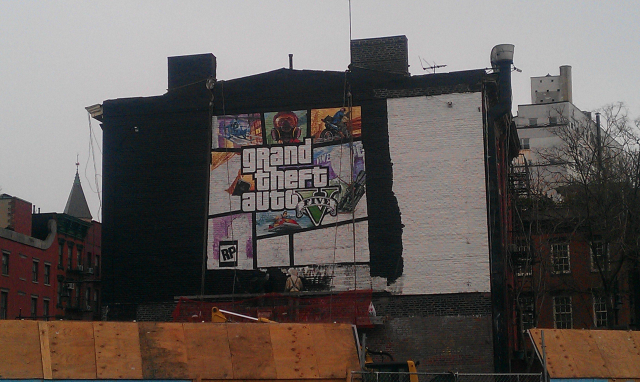 GTA V Cover Art Ad in NYC Being Painted 3