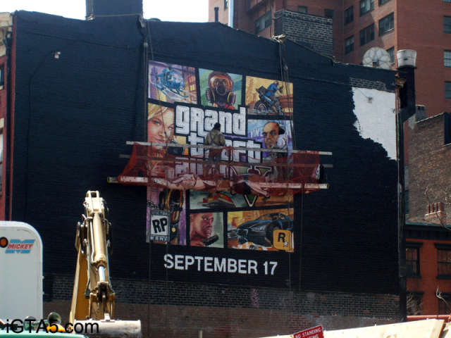GTA V Cover Art Ad in NYC Being Painted 4