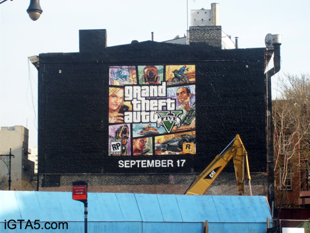 GTA V Cover Art Ad in NYC Being Painted 6