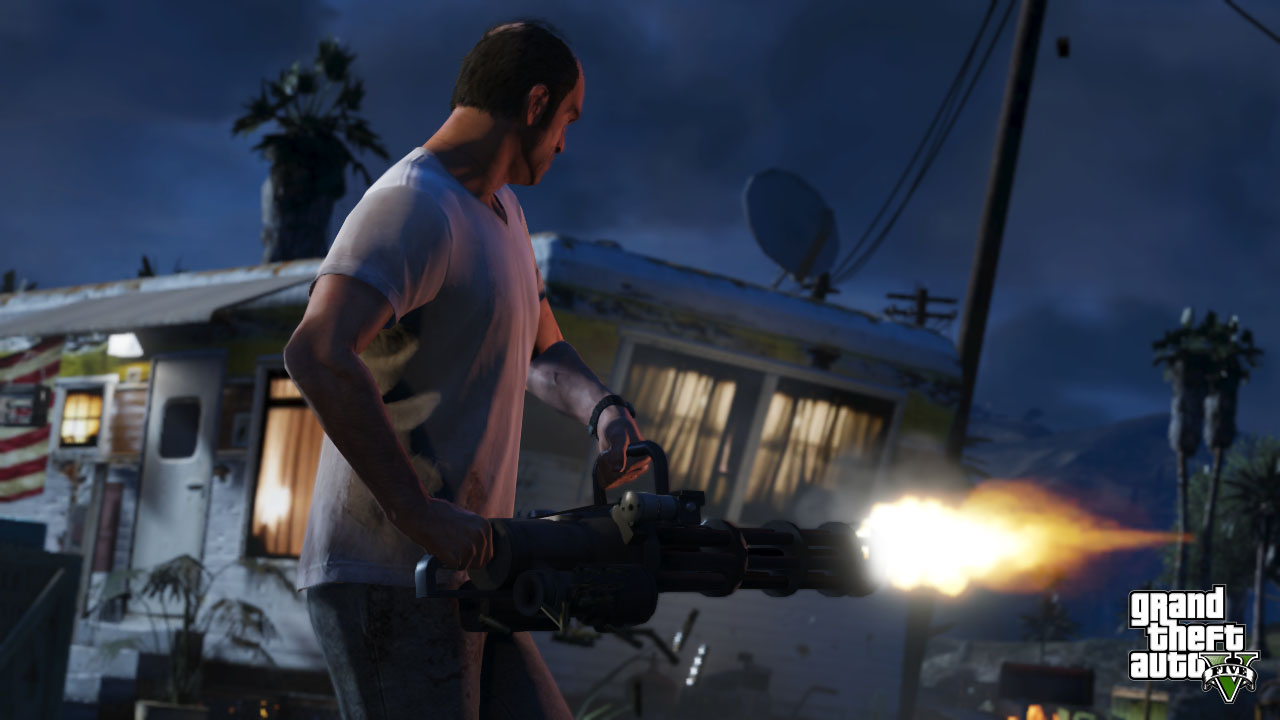 Trevor with a minigun