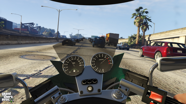(First-person) Cruising on a motorcycle