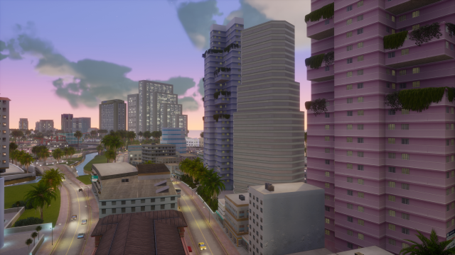 The sun begins to rise in Vice City