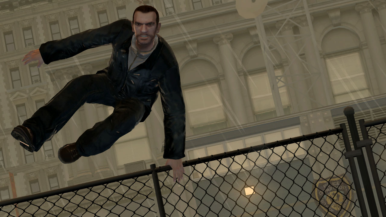 Niko hops the fence.